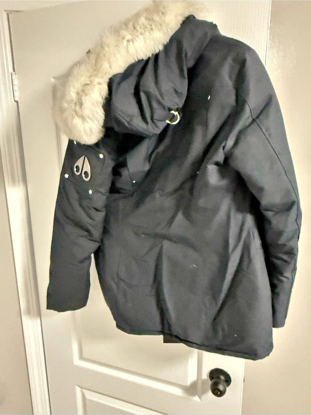Moose Knuckles Fur Bomber Jacket Black Size Medium NWT